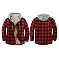 thumbnail image 4 of LEEYNEER Mens Flannel Plaid Jacket Sherpa Fleece Lined Winter Warm Hoodies for Men Casual Loose Button Down Buffalo Plaid Hooded Coat Fashion 2022, 4 of 4