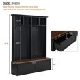 thumbnail image 6 of 55.9"W Farmhouse Hall Tree with Wood Grain Bench,Versatile Mudroom Bench with 2 Large Drawers,4 Open Storage Space and 6 Hanging Hooks,4-in-1 Rustic Coat Rack for Entryway Living Room,Black, 6 of 7