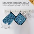 thumbnail image 4 of Yayeee Oven Mitts and Pot Holder Set of 2 Heat Resistant Kitchen Gloves Baking Hot Pad, Blue Forest Cat Pattern, 4 of 5