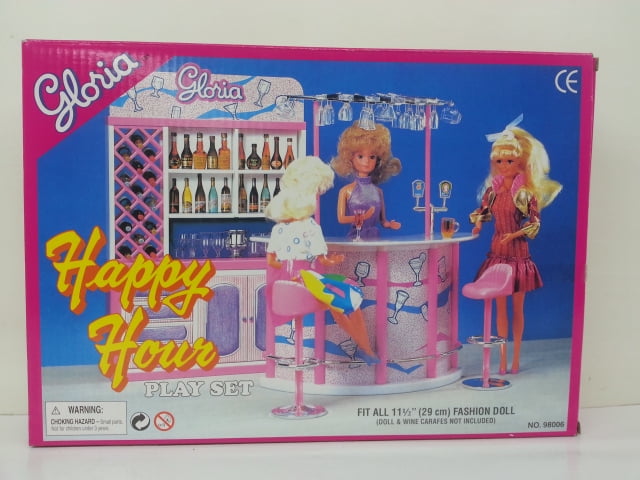 GLORIA FURNITURE SIZE HAPPY HOUR DRINKING BAR With BAR STAND PLAYSET FOR BARBIE