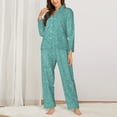 thumbnail image 2 of Sikiie Teal Green Glitter Women's Long-Sleeve Shirt and Full-Length Bottom Pajama Set (s-xxl)-X-Large, 2 of 7