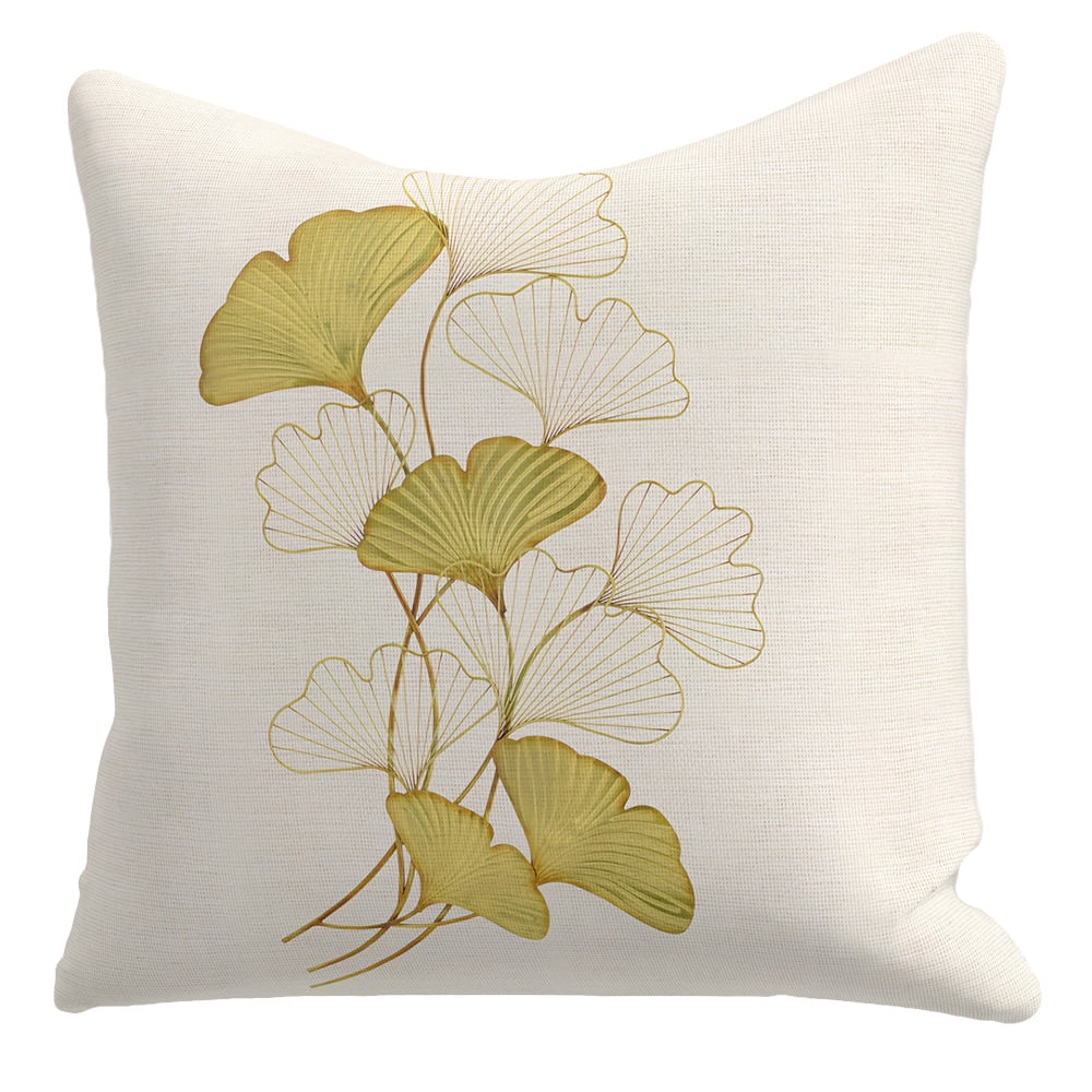 Simple ginkgo leaf linen pillow cover living room sofa pillow cover