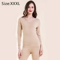 thumbnail image 2 of Women’s Thermal Long Johns Sets Fleece Lined 2 Pcs Underwear Top & Bottom Pajama Set Double side wearable - Milk skin color, 2 of 6