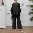thumbnail image 5 of Elegant Women'S 2-Piece Cape Tunic & Wide-Leg Palazzo Pants Set - Flowy Casual Outfit For Daily & Dressy Occasions, 5 of 6
