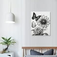 thumbnail image 3 of COMIO  Flower Canvas Wall Art Black and White Floral Painting Art Prints Transparent Floral with Butterfly Picture Artwork Modern Bedroom Bathroom Decor, 3 of 4