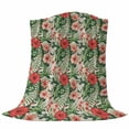 thumbnail image 6 of Tropical Botanical Blanket Soft Cozy Warm Twin Blanket for Bed, Plush Fuzzy Flannel Fleece Blankets for Sofa, Summer Red Pink Floral Botanical Throw Blankets for Couch, Gifts for Men, 60"x80", 6 of 9