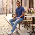 thumbnail image 7 of Men's Polo Shirt Short Sleeve Collared Button Placket Classic Fit Lightweight Casual Golf Polo Shirt, 7 of 7