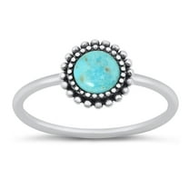 CHOOSE YOUR COLOR Simulated Turquoise Wholesale Flower Ring .925 Sterling Silver Band Blue CZ Female Size 5