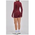 thumbnail image 6 of PISONIC Womens Two Piece Tracksuit Set Long Sleeve Zipper Jacket with Athletic High Waist Shorts Workout Outfit, 6 of 7