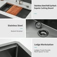 thumbnail image 5 of 33" Undermount Kitchen Sink - 33 x 19 x 9 inch Gunmetal Black Single Bowl 16 Gauge Stainless Steel Ledge Workstation Kitchen Sinks, 5 of 9