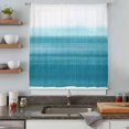 thumbnail image 5 of Turquoise White Ombre Sheer Curtains 45 Inches Long, Modern Country Abstract Stripes Light Filering Curtains, Breathable Simi Curtain Privacy Drapes for Kitchen Bathroom Small Window Treatment, 5 of 9