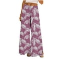 thumbnail image 2 of Aobny Pink Pants Tropical Women Gaucho Baggy Pants High Waisted Culottes Full Womens Sweatpants, 2 of 8