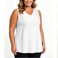 thumbnail image 7 of Besolor Plus Size Tank Tops for Women Summer V Neck Sleeveless Basic Tees Shirts Pleated Loose Casual Oversized T-Shirt Tanks(X-LargeWhite), 7 of 7