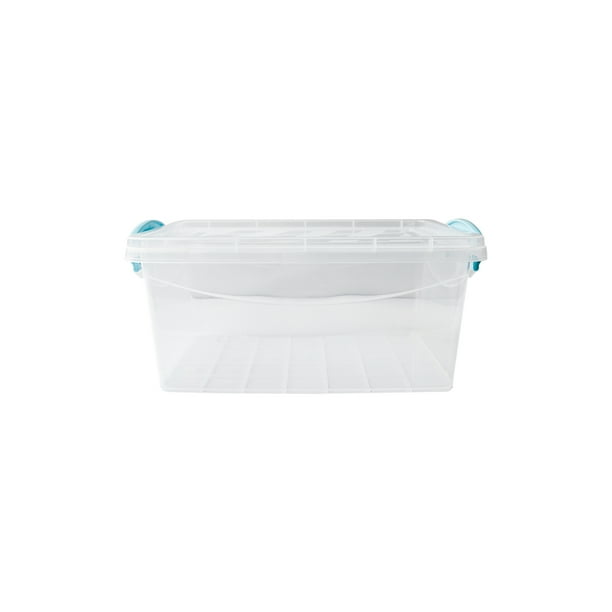 Contenedor de Plástico Transparente con Tapa y Asa con Cierre Clip, Recipiente Organizador Versátil Multiusos Transparente para Fácil Identificación, Capacidad 600 ml