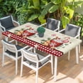 thumbnail image 2 of Christmas Table Cloths for 5 Foot Rectangle Tables, Xmas Ice Cream Snowflakes Candy Pine Needles Patio Waterproof Elastic Fitted Tablecloths, Washable Rectangular Table Cover for Camping, 2 of 8