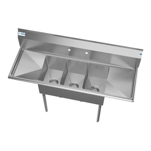 Koolmore Évier de Cuisine en Acier Inoxydable à 3 Compartiments 10x14x10, Argent