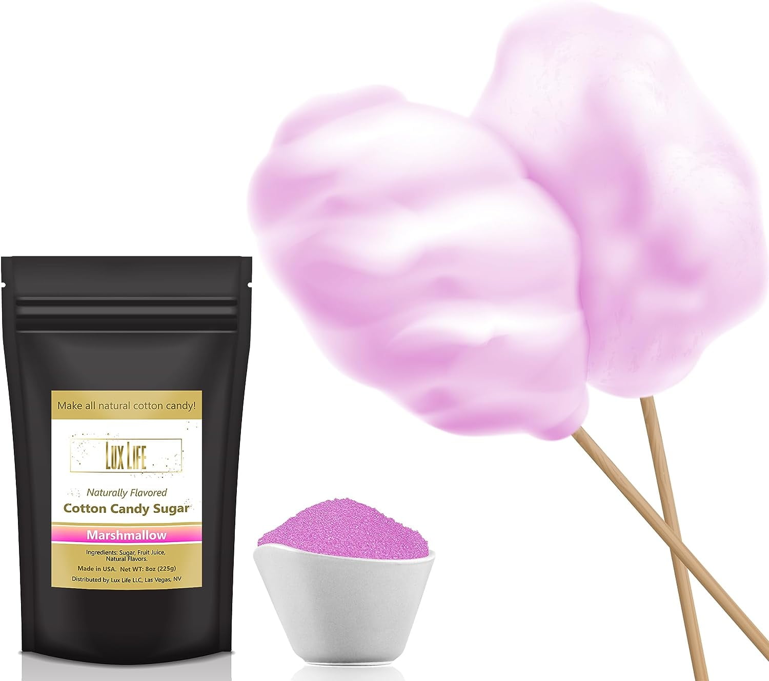 Lux Life All Natural USA Manufactured Cotton Candy Sugar Flavored Floss
