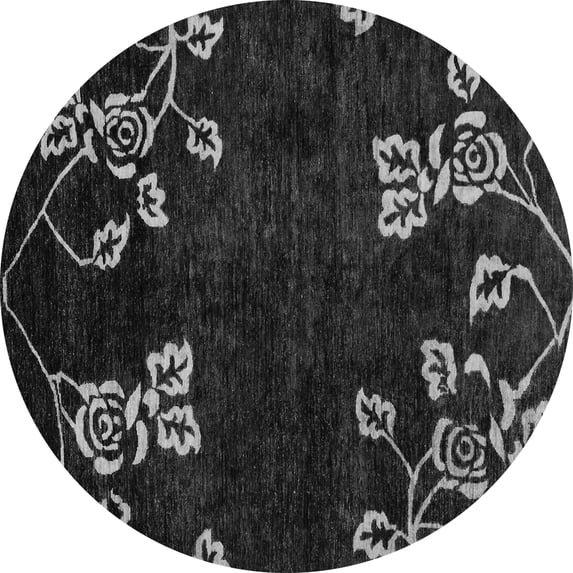 Ahgly Company Indoor Round Abstract Gray Modern Area Rugs, 7' Round