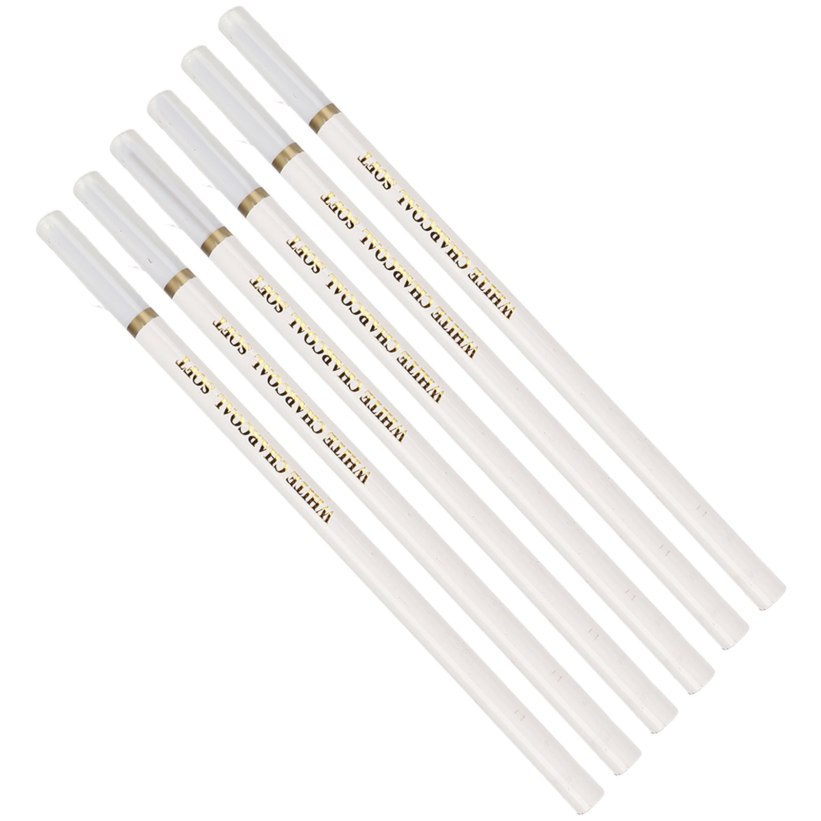 Fyydes White Charcoal Pencils,White Pencils,6 Pcs White Charcoal Pencil Environmentally Friendly Sketch Soft Medium Hard High Gloss White Sketch Pencil Set