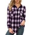thumbnail image 3 of Women Plaid Shirt, Women Shirt Blouse Long Sleeve Lapel Breathable Mid Long For Office ANGGREK Otros, 3 of 7