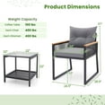 thumbnail image 3 of Costway 3 PCS Outdoor Conversation Set with 2-Layer Side Table Acacia Wood Armrests, 3 of 9
