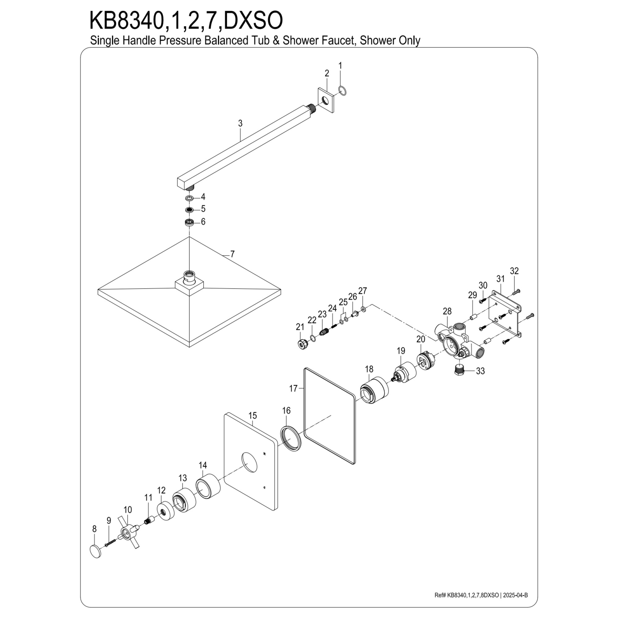 Kingston Brass KB8342DXSO Concord Single-Handle Pressure Balanced Shower Faucet in Polished Brass