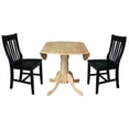 thumbnail image 5 of International Concepts Solid Wood 3-Piece Dining Set with 42 in. Dual Drop Leaf Table and 2 Slat Back Dining Chairs in Natural/Black, 5 of 8