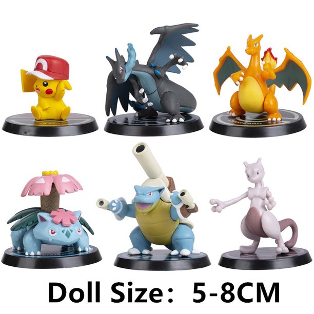 Figuras de acción de Pokémon para niños, juguetes de Pikachu, Charmander, Psyduck, Squirtle, Mewtwo, Charizard, Bulbasaur, regalos de Navidad, set de 6 unidades