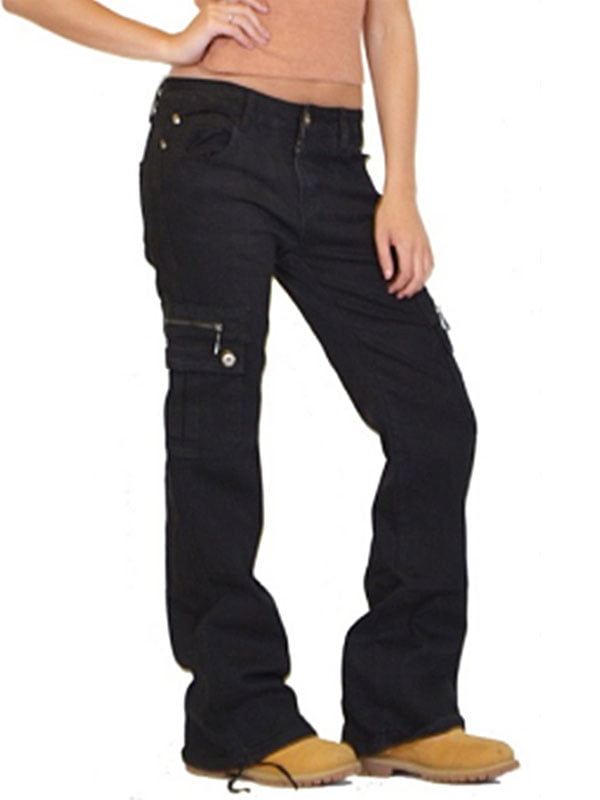Julycc Womens Casual Denim Cargo Pants 