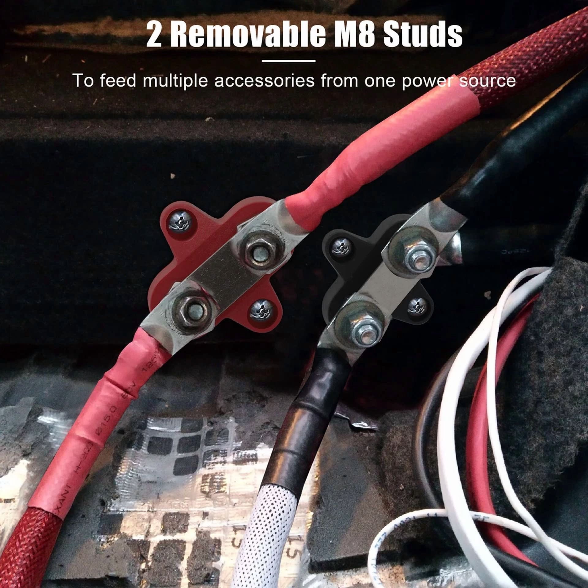 CRESTIN- M8 Dual Stud Battery Power Distribution Terminal Block Positive Negative Busbar