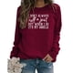 thumbnail image 1 of Sudadera de Mujer con Cuello Redondo y Manga Larga con Estampado de Letras, Jersey Informal de Moda para Mujer, Top para Trabajo Diario, Viajes, Rojo Vino (Fuente Blanca) M, 1 of 5