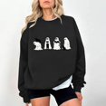 thumbnail image 2 of Wenini Women's Halloween Black Cats and Ghost Print Sweatshirt Long Sleeve Crew Neck Sweatshirt Casual Pullover Top, 2 of 7