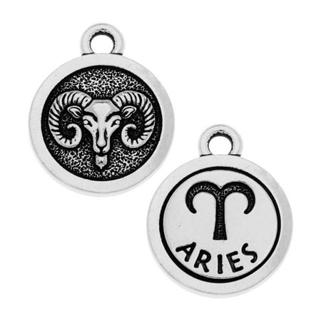 TierraCast Zodiac Charm Collection, Aries Symbol 19x15.25mm, 1 Piece, Antiqued Silver