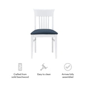 Linon Walcott Set of 2 Slat Back Dining Chairs Faux Leather Seats in White Wood