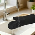 thumbnail image 4 of Unique Bargains Cotton Oven Mitts Heat-Resistant Cooking Gloves Black 13.4x7.1inch, 4 of 7