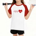 thumbnail image 6 of vdgthytj Kids Valentine's Day T-Shirt Raglan Short Sleeve Heart Graphic Round Neck Tee Tops for Boy Girl 3-14 Years, 6 of 8