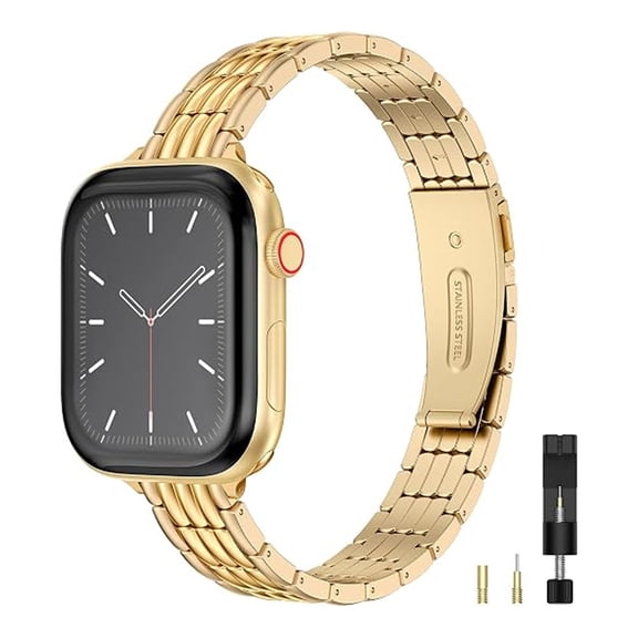 DOUUCO Thin Metal Watch Band Compatible with Apple Watch Band 41/40/38/44/45/46/49/42mm for Women, Slim Stylish Stainless Steel Watch Bracelet for iWatch Series 10 9 8 7 6 5 4 3 2 1 SE Ultra