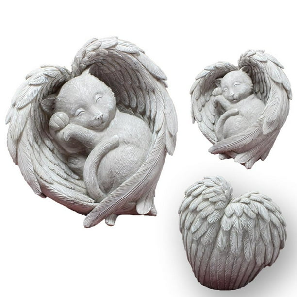 Durmiendo En Alas De Ángel, Estatua Conmemorativa Para Mascotas, Artesanías De Resina, Monumentos Para Perros, Adornos Tradicionales De Lápida Sepulcral Vogacara HA039908-02