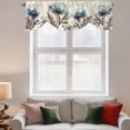 thumbnail image 4 of Victorian Style Poppy Tie Up Window Valance Blue Flowers Plant Tie-up Valance for Kitchen Windows Adjustable Small Curtain Balloon Shades for Kitchen Bathroom Cafe 60x18inch, 4 of 9