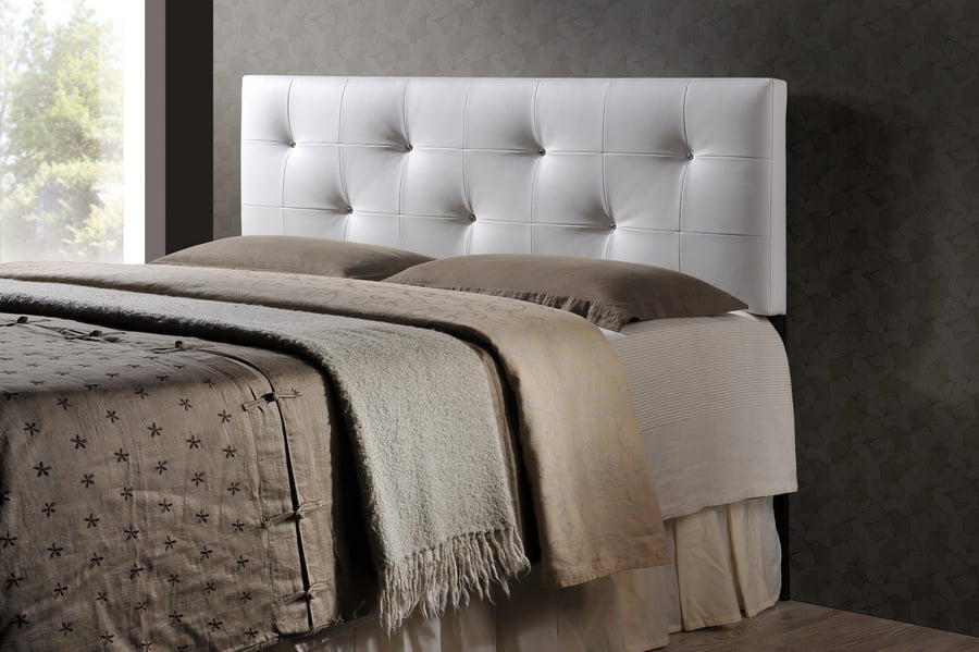 Skyline Decor Dalini Modern And, White Leather Headboard With Crystals
