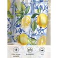 thumbnail image 6 of Sheer Curtains 54 Inch Length 2 Panels Set for Kitchen, Yellow Lemon Semi Sheer Curtains for Windows, Botanical Spring Leaves Abstract Blue Tile Voile Window Treatments Rod Pocket Curtain, 6 of 7