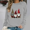 thumbnail image 4 of HOMBOM Womens Christmas Sweatshirts Lightweight Gray Pullover Crewneck Funny Cute Santa Long Sleeve Shirts for Ladies Party, 4 of 6