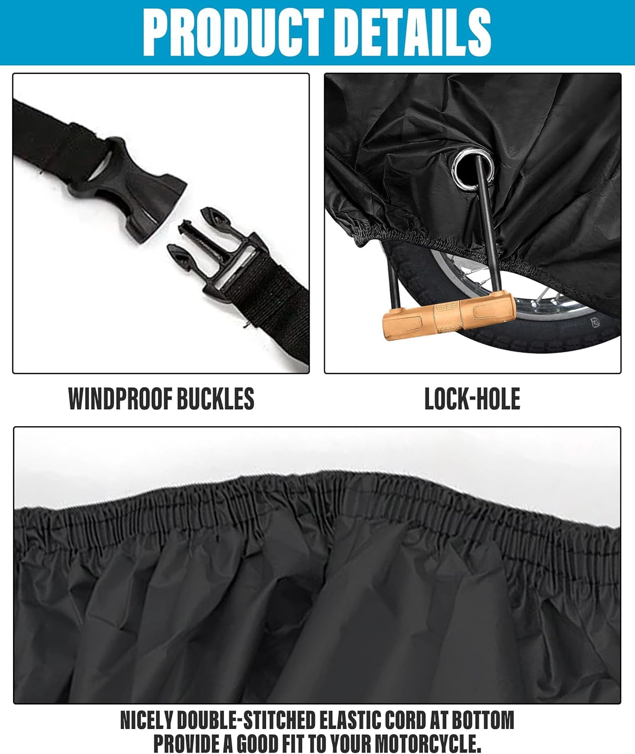 Motorcycle Cover,Motorcycle Accessories,Motorbike Full Cover Motorcycle Covers Waterproof Outdoor,Car Accessories Universal Motorbike Cover with Lock-Holes & Storage Bag
