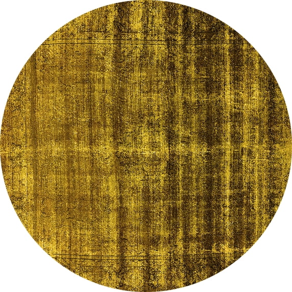 Ahgly Company Indoor Round Persian Yellow Bohemian Area Rugs, 3' Round