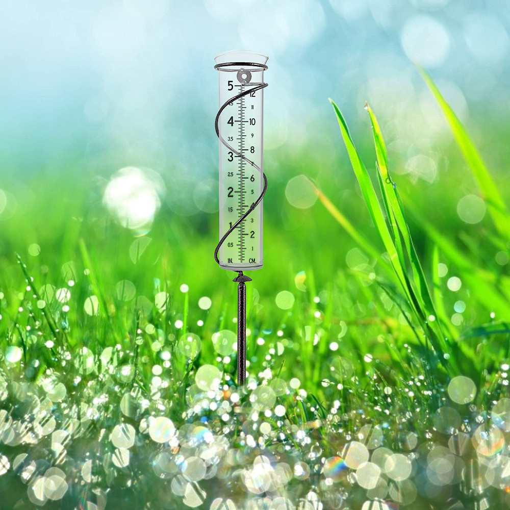 70408967INT 5 inch Capacity Glass Spiral Rain Gauge