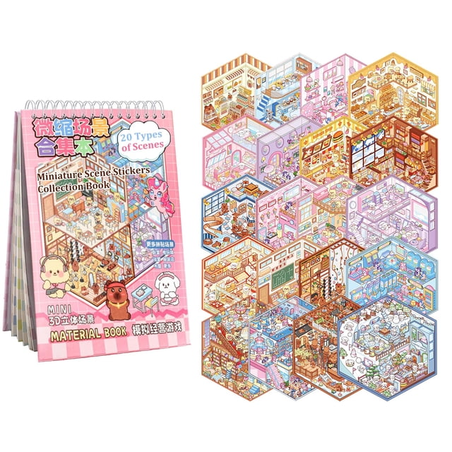 Libro de pegatinas Xuoent Scene para niños con 20 juegos de pegatinas 3D