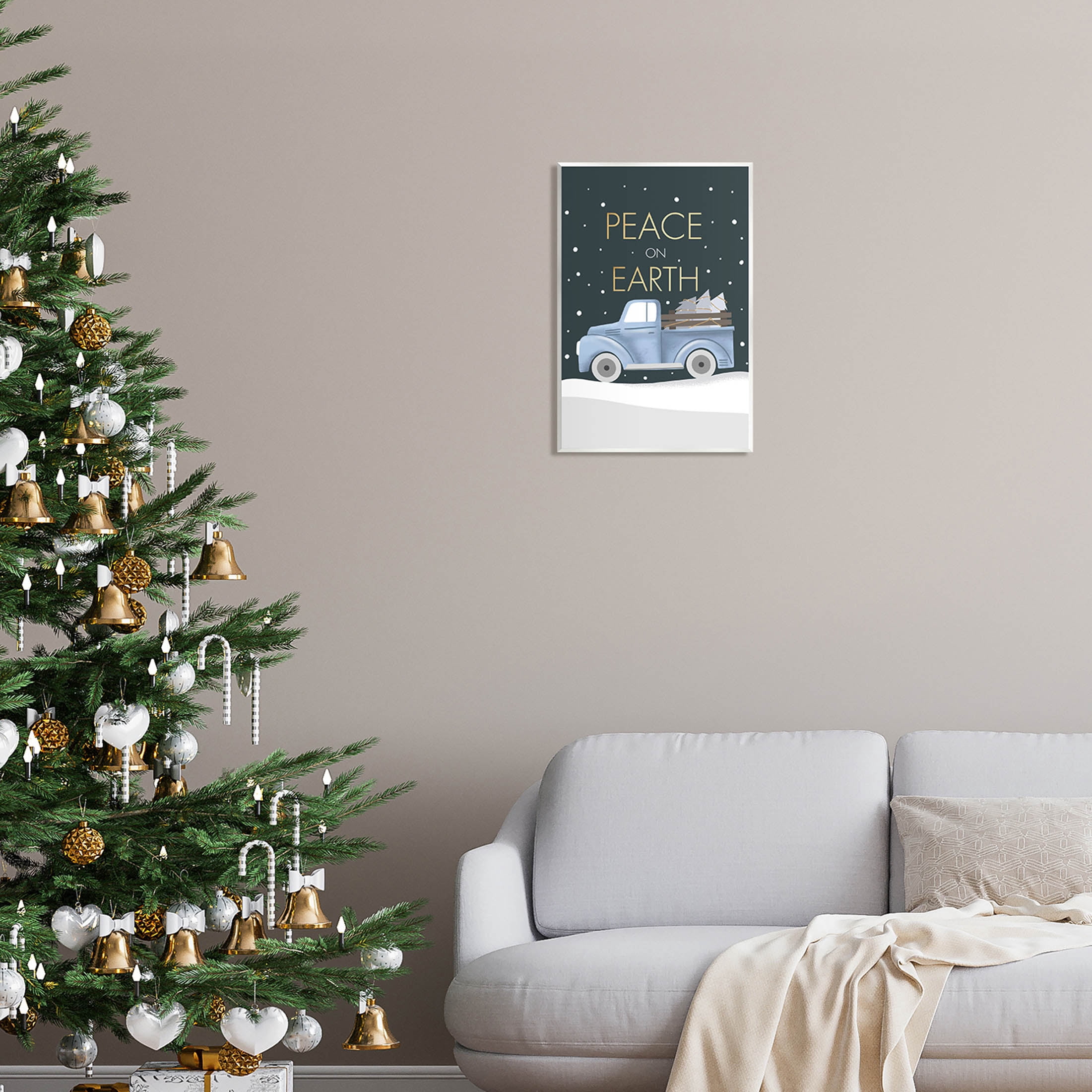 Stupell Industries Peace On Earth Snowy Truck Graphic Art Unframed Art Print Wall Art, Design by Louise Allen Designs
