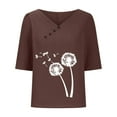 thumbnail image 4 of Baikeli Women's Clearance 3/4 Length Sleeve Shirts for Women 2024 Summer Tops Loose Dandelion Printed Blouses Crew Neck Button T-Shirts Casual Shirts for Women Trendy, 4 of 6