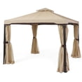 thumbnail image 3 of Noble House Skyline Outdoor 10' x 10' Canopy Gazebo with Curtains in Beige/Brown, 3 of 10