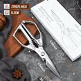 thumbnail image 2 of All-Purpose Kitchen Scissors – Heavy Duty Stainless Steel Shears for Meat, Chicken, Turkey, Bones, Herbs – Sharp, Dishwasher Safe, Detachable Cooking Scissors (Silver), 2 of 7